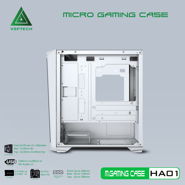CASE VSPTECH GAMING HA01 (WHITE)